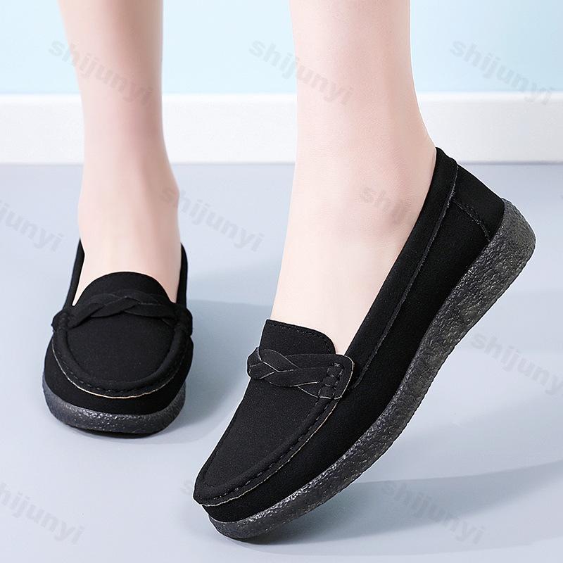 Fashion Women Casual Shoes Spring Fashion Brand Designer Loafers Faux Suede New Platform Soft Sole Non-slip Flat Shoes Zapatos Mujer