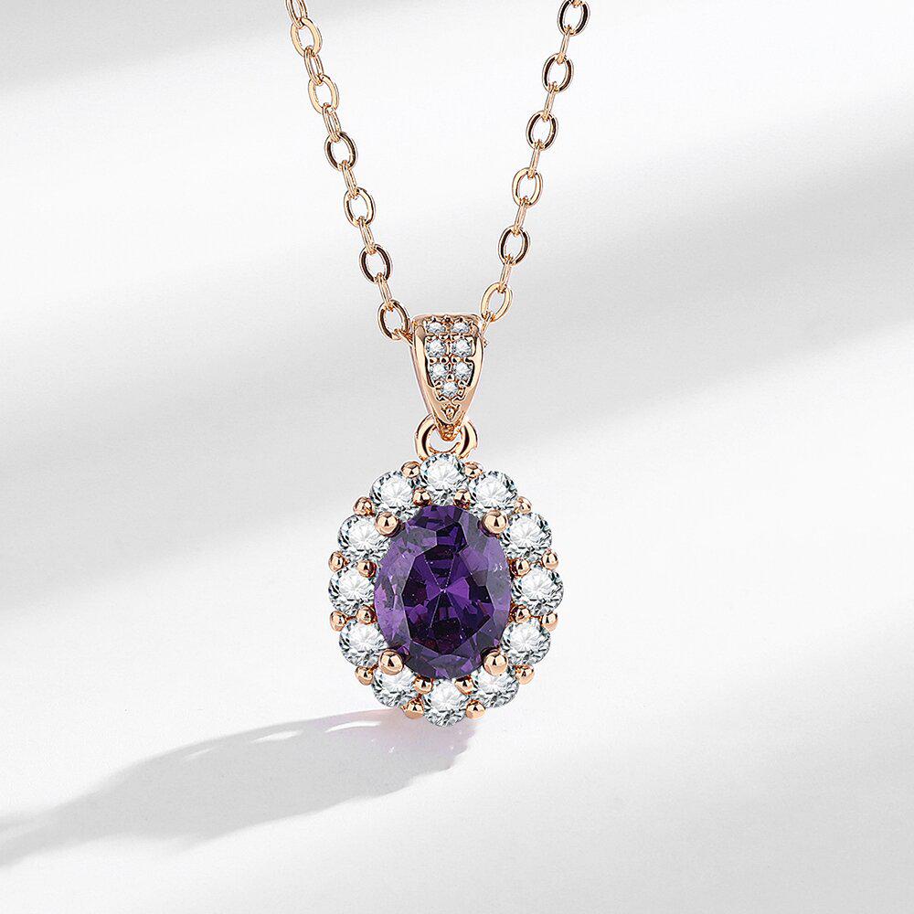Super Flash Trend Purple Zircon Jewelry Set: Bracelet, Earrings, Necklace, Ring - Luxurious Light Style