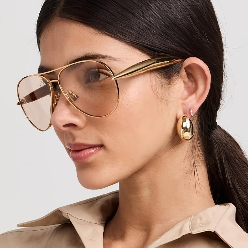 Ladies' Retro Pilot Glasses Gold toned Metal Frame Retro Pilot Style Glasses for Daily and Special Occasions Comfortable Fit