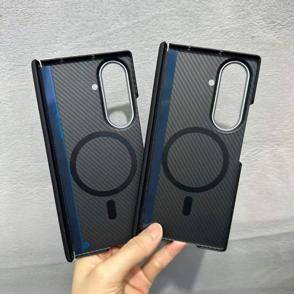 600D Skin Feel Carbon Fiber Texture PC Magnetic Case for For Samsung Galaxy Z Fold 8 Ultra 7 6 5 Hinge Protect Metal Lens Cover