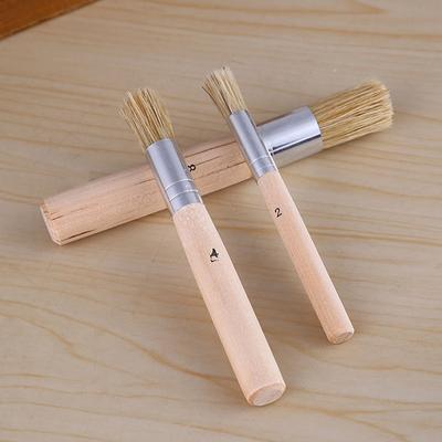 3-pack Träschablonpenslar Kritfärg Naturlig Ren Svinborst Pensel Rund