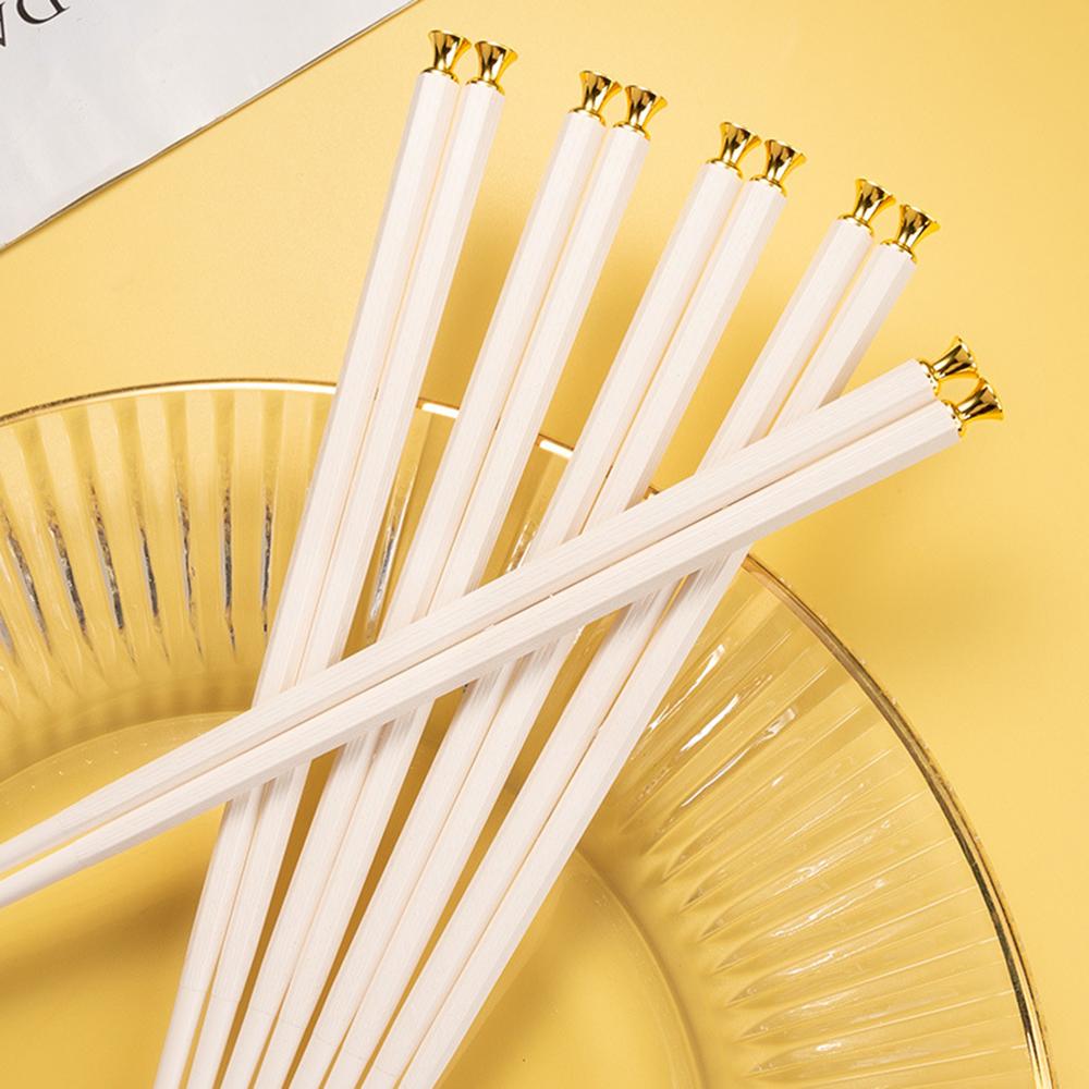 5 Paare Weiße Japanische Chinesische Essstäbchen Essstäbchen für Sushi Wiederverwendbares Koreanisches Essstäbchen-Set Metalllegierung Geschirr Palillos Chinos