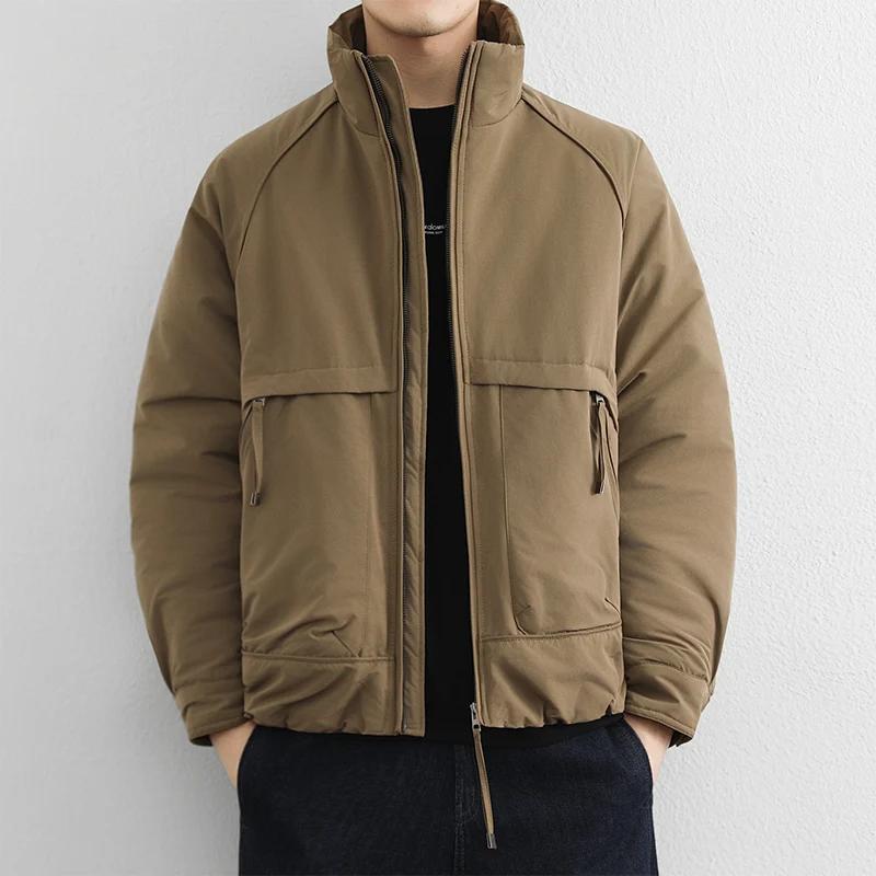 Jesień Zima Męska Luźna Kurtka Harajuku Męskie Parki Kurtka Męska Moda Codzienne Płaszcze Męskie Okrycia Wierzchnie Czarne Bawełniane Kurtki Pikowane