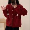 Autumn and Winter Flower Senior Design Lazy Knitted Cardigan Sweet Versatile Gentle Soft Waxy Top