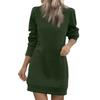 Women's Casual Fleece Lined Round Neck Long Sleeve Color Dress