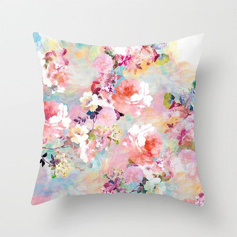 

Tropical Green Plants Plam Tree Leaves Linen Pillow Case Cushion 18 x18 Cover G