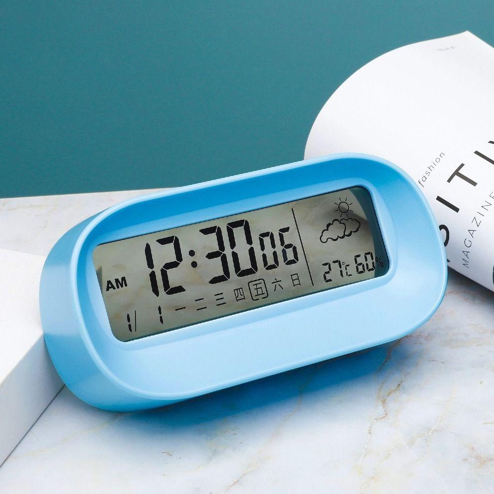 Plastic Smart Digital Alarm Clock Mini Temperature Humidity Electronic Desk Clock Multifunction Calendar Function