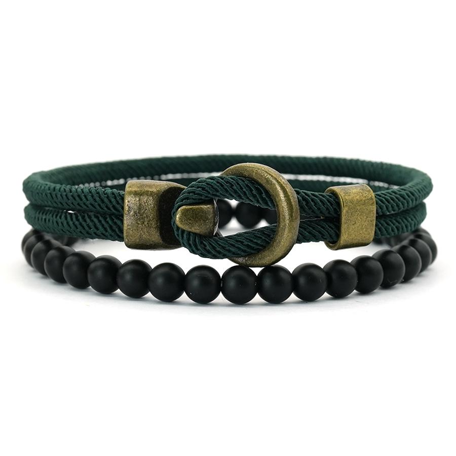 

Noter Novel 2Pcs Per Set Men Bracelet Premium Selected 4mm Moisture Wicking String 6 Color Options Versatile Accessories Jewelry M 20.5cm 8Inch зелений