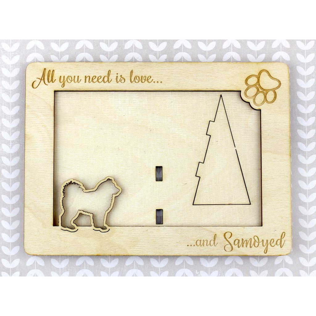 Samoyed, Bjelkier, Samoiedskaya Sobaka - Photo Frame, Engraved Wooden Frame, a Lovely Gadget for the Dog Lover by Art-Dog