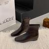 French Temperament Small Square Head Inner Height Increase Thin Boots Women's 2025 Autumn and Winter New Set Boots Versatile Boots Western Boots