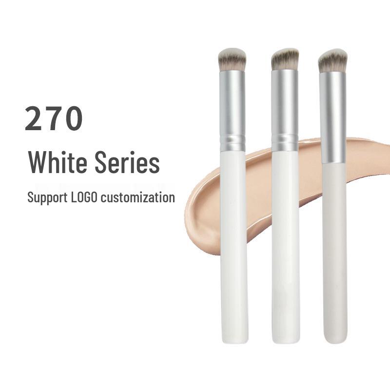 

Qingxian 270 Round Concealer Brush - Seamless Soft Bristles, No Powder Absorption, Pure White Beauty Tool.
