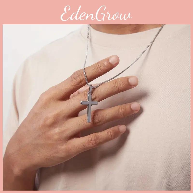 Steel Cross Stainless Pendant For Men Hip Hop Necklace Embellishments Glossy