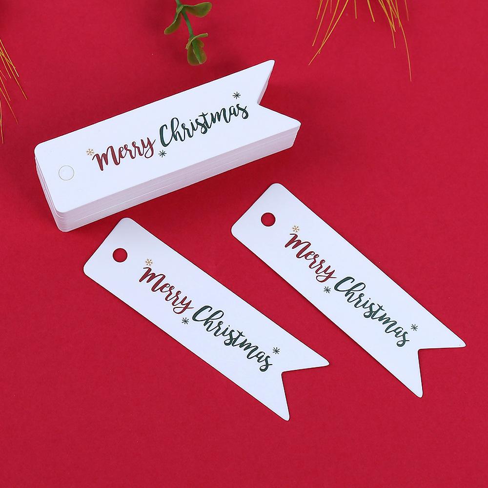 100PCS Matte Finish Christmas Gift Tags with String - Holiday Present Labels with Merry Christmas Lettering Design
