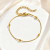 Chic Simple Gold Plated Rice Beads Round Snake Chain Stainless Steel Bracelet for Women Fashion Party Daily Jewelry Gift