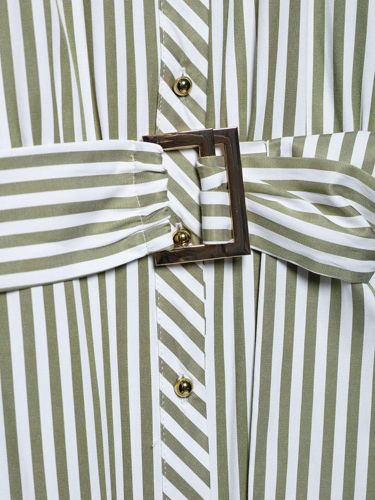 2025 Spring Women's European & American Striped Belted Midi Dress