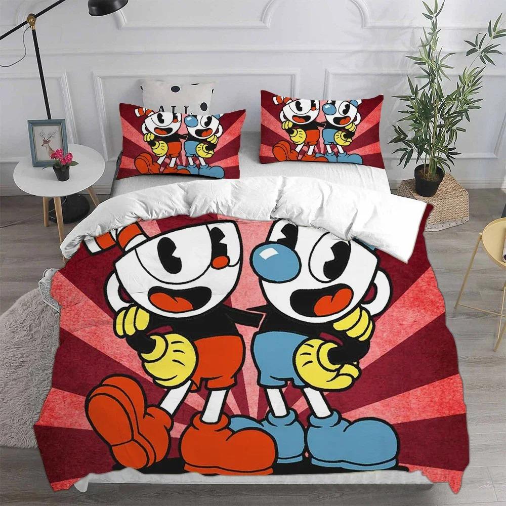 3D Neue Heimtextilien Cartoon Cuphead Bettwäschesets Bettdecke Quilt Bettüberwurf Bettbezug Kissenbezugsets Kinder Erwachsenengröße