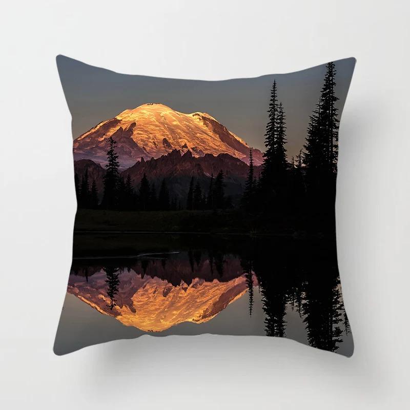 

Пейзаж Вода Отражение Гора Туман Принт Гостиная Диван Машина Подушка Чехол Роскошный Декор Для Дома Подушка Чехол 50x50cm