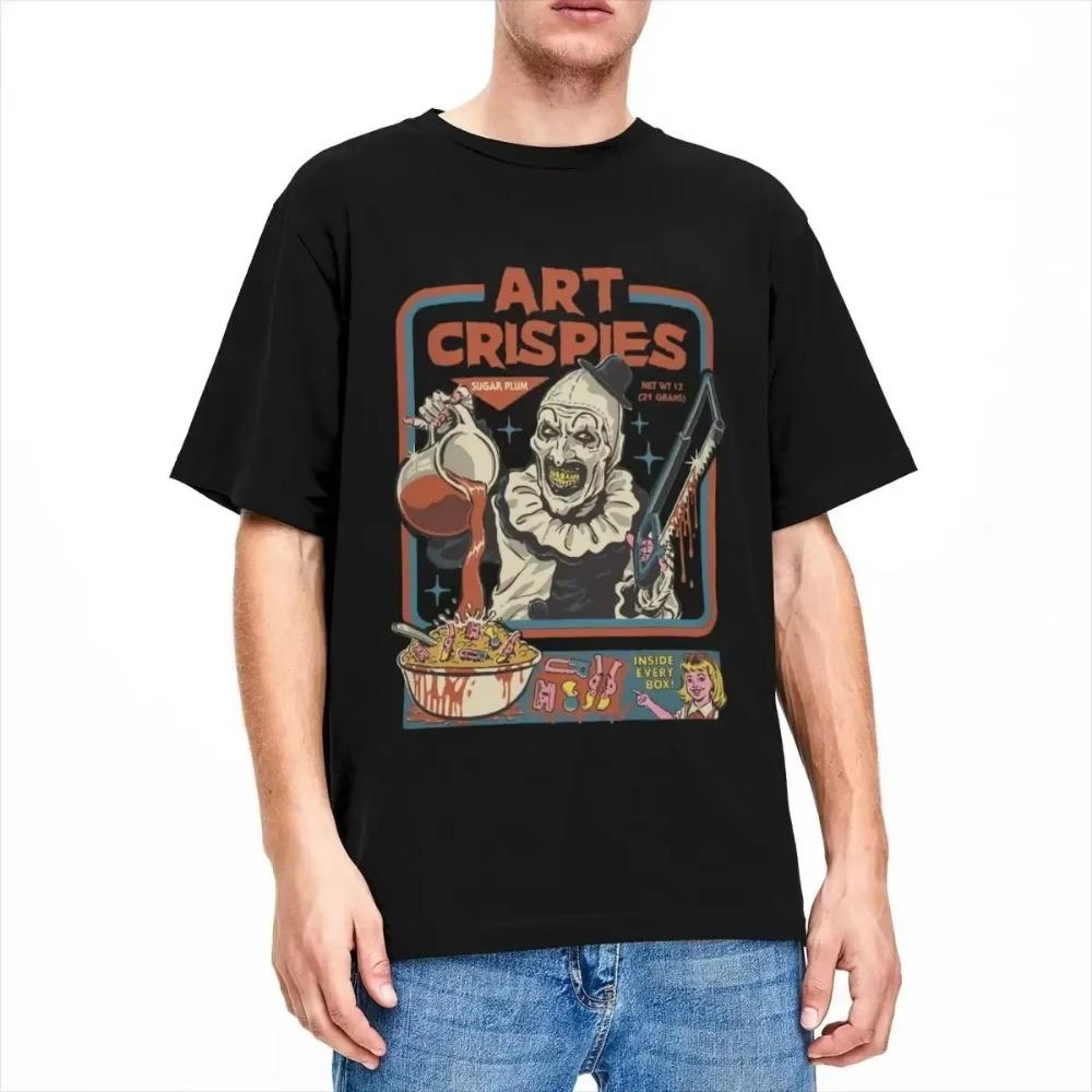 Art Crispies Terrifier Clown Shirt Apparel Men Women's Pure Cotton Fashion Retro Horror Tee Shirt Clothes Graphic Printing