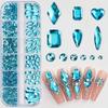 3D Nail Art Rhinestones 12-Grid Super-Shiny Flatback Rhinestones Decorative Nail Art Adhesive Multiple Shapes Diy Nail Designs