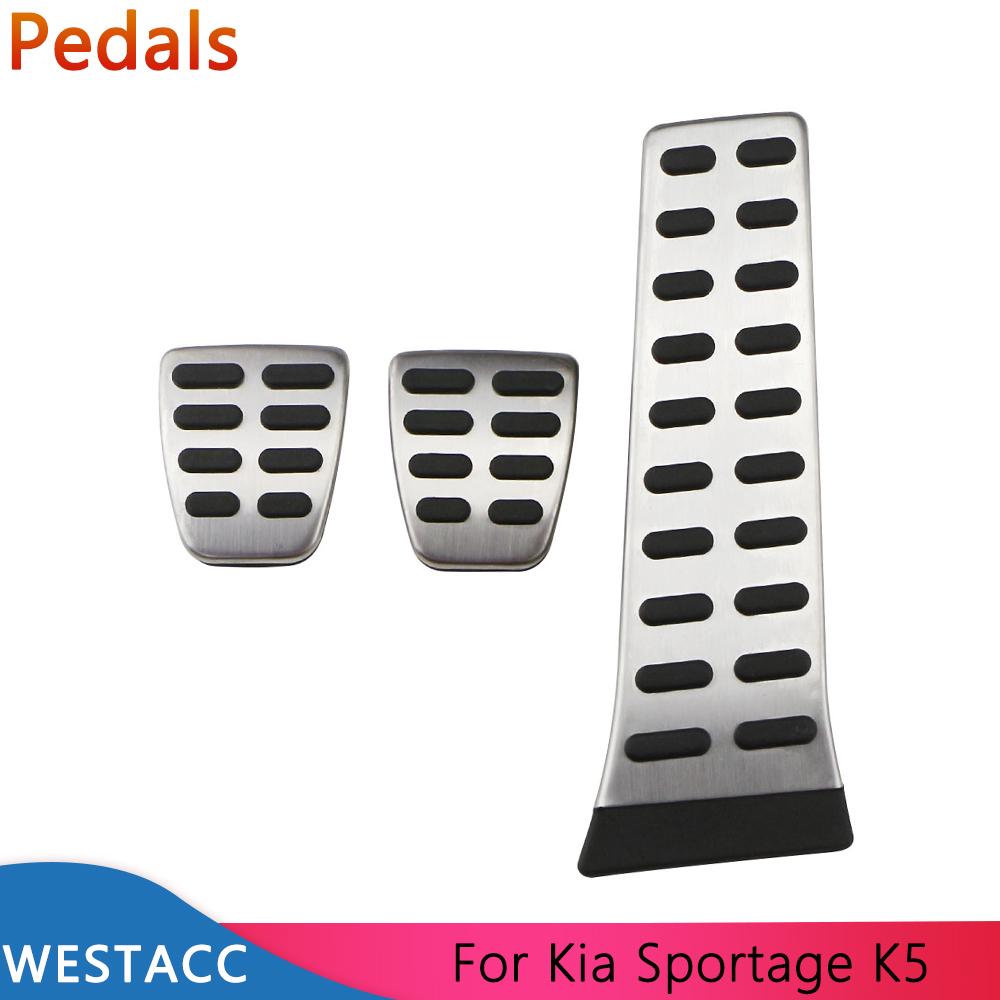 Edelstahl-Autopedale, Gas- und Bremspedalabdeckung für Kia Sportage 3 RSL 2010–2015, K5 2009–2016