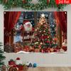 VIKAMA Christmas Decorative Tapestry Banner Window Snow Scene Santa Claus Winter New Year Home Wall Tapestry