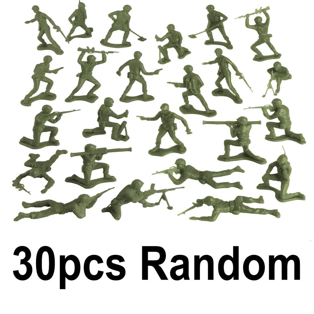 30pcs Miniature Plastic Soldier Models - 1.96 Inch Multicolor Military Figures for Party Decor, Birthday Gifts, ZSY