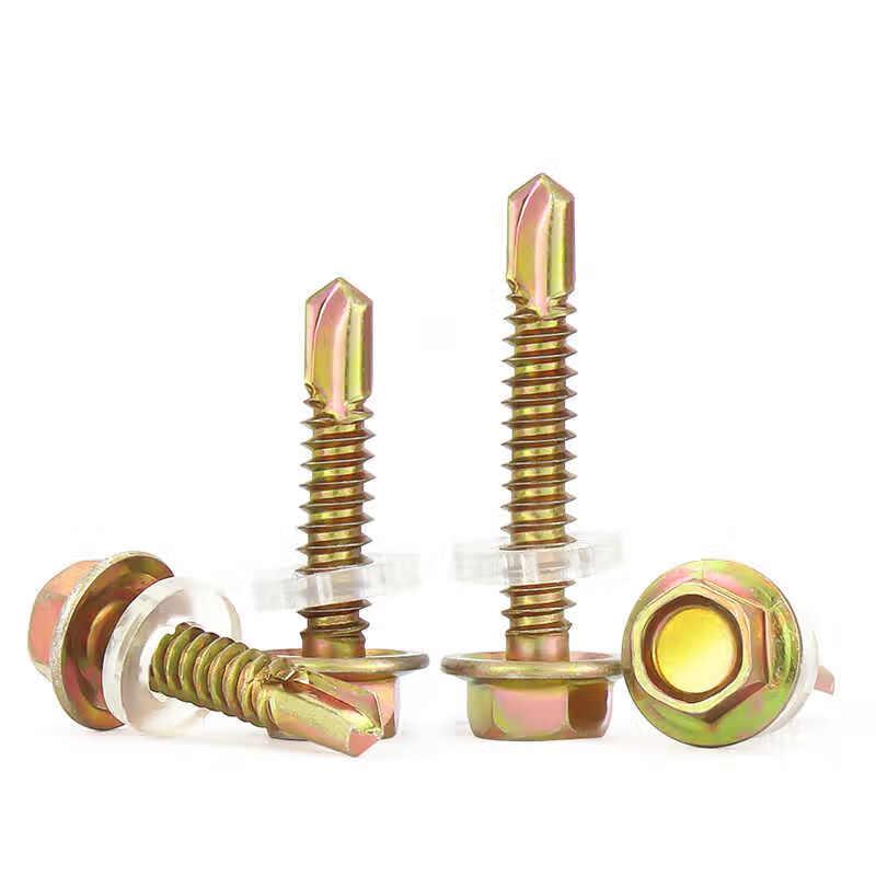 Yellow Zinc Plated External Hex Self-Drilling Screws