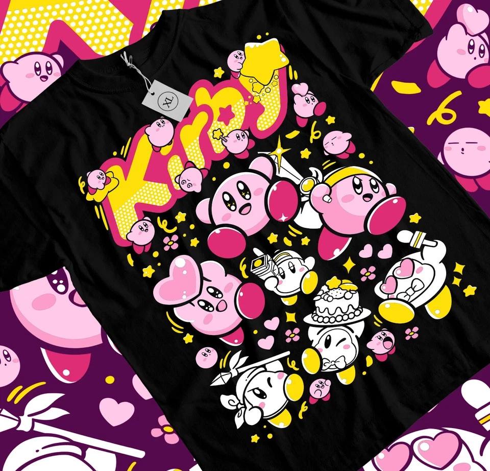 Anime Kirby Tshirt Kirby Black T Shirt Size S 4XL S