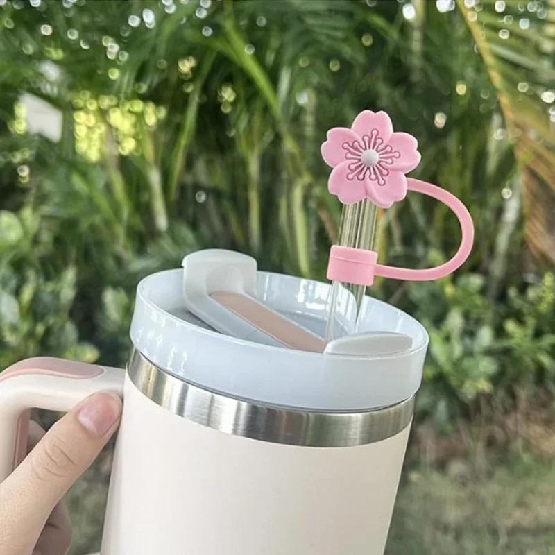 1PC Straw Cover Cap for Water Bottle Cute Begonia Flower Straw Toppers 10mm Straw Cover Cap for Tumblers 40-20 Oz Accessories