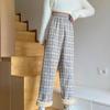 Women's Winter Casual Cashmere Plaid Slim Pants Female Plush Thickened Versatile Loose High Waist Wide Leg Pants