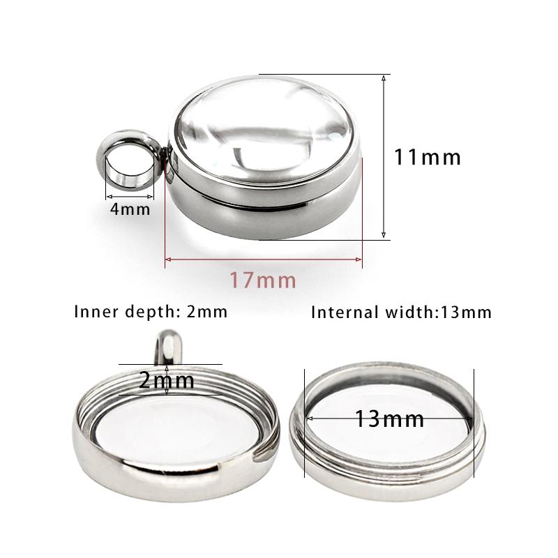 15pcs Curved Glass Living Locket Pendant Floating Locket Necklace For Women Stainless Steel Jewelry Making Reliquary Medallion