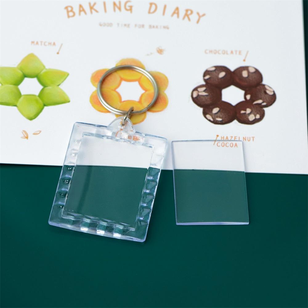 2-5Pcs/Pack Transparent Rectangle Blank Acrylic Insert Keychain Photo Picture Frame Keyring Holder DIY Split Ring KeyChain Gift