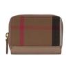 Check Print Cotton Canvas And Leather Wallet Women Wallet Chestnut 80845281