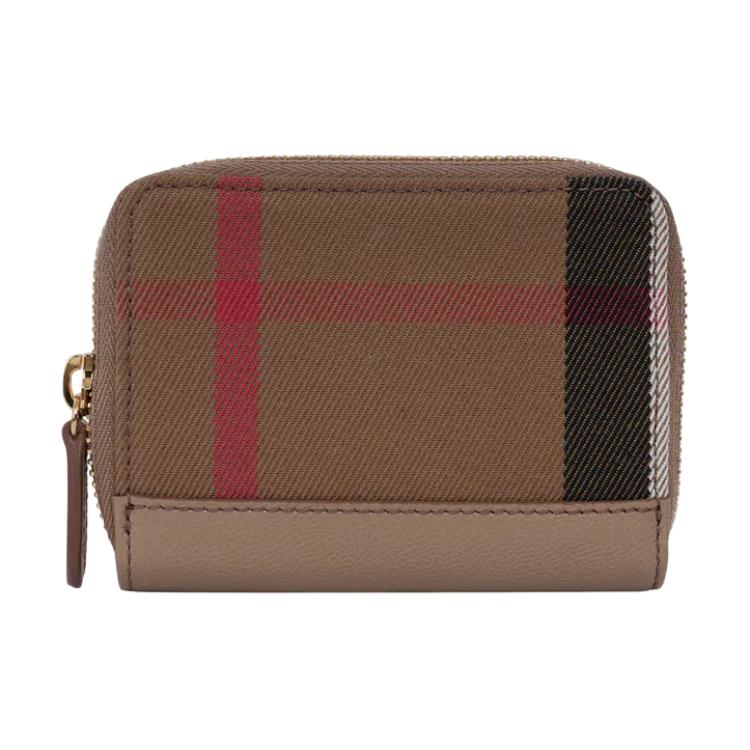 Burberry Checkered Coins PurseBrown Leather Zip-Around Wallet 80845281 Basic Set BagDust Bag 25990₽
