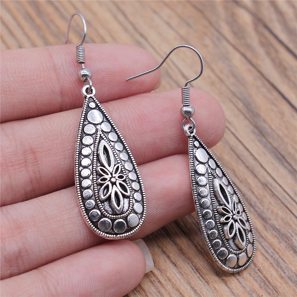 38 Styles Women Ethnic Style Jewelry Earrings Bohemia Carved Round Oval Waterdrop Flower Pattern Dangle Earrings Drop Earrings