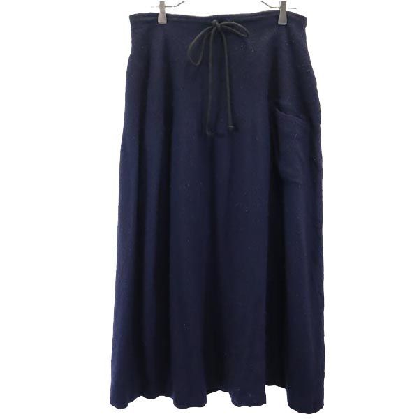 Yohji Yamamoto made in Japan wool Long skirt 2 Navy system Back zip Women Used