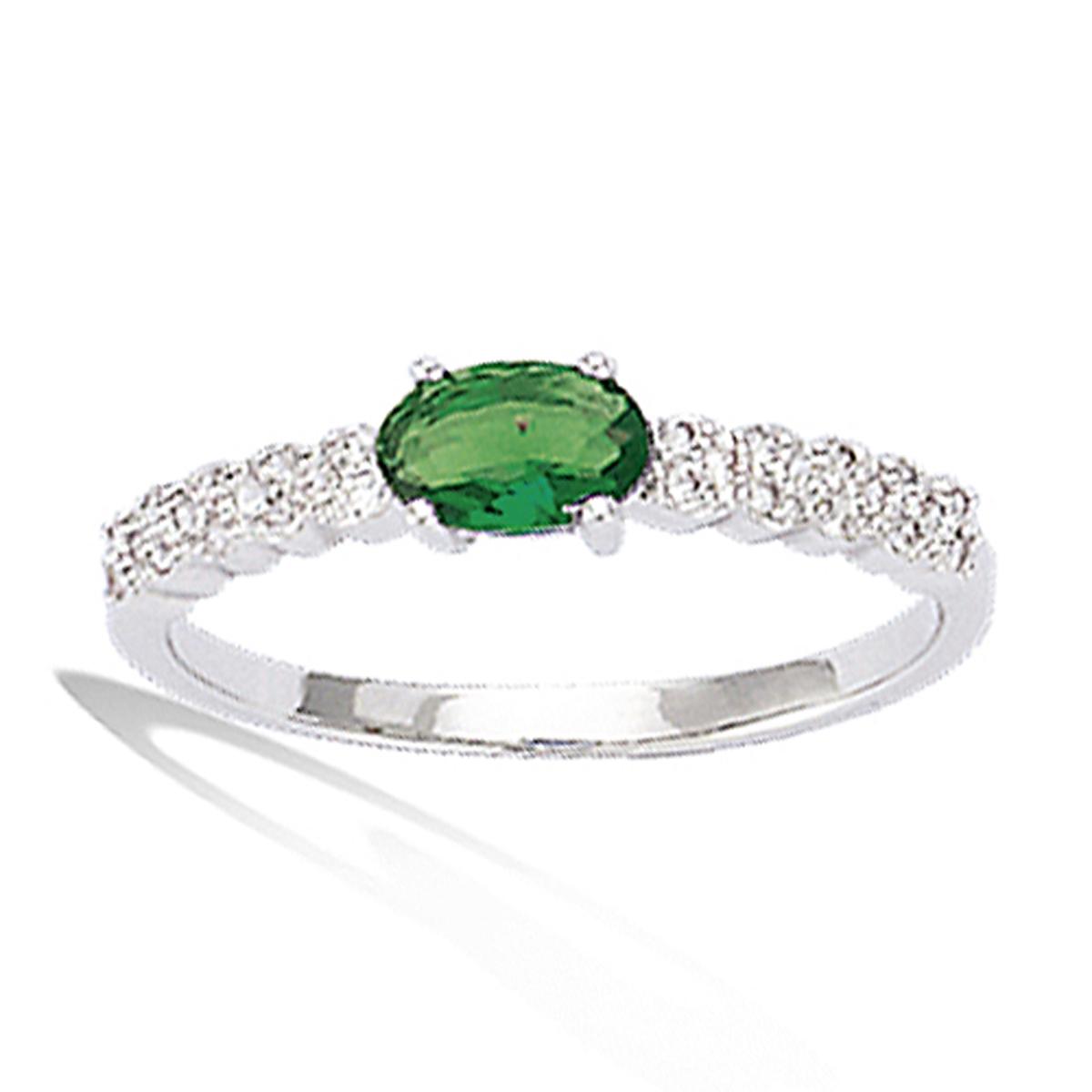 

Серебряное кольцо Сисси белый изумруд (родиевое покрытие) - 6х4 мм