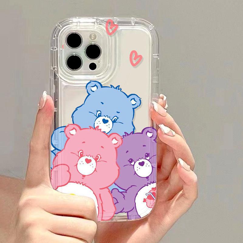 Rainbow Love Bear for iPhone17promax Cartoon Mobile Phone Case Apple 14 Large Hole 16/13 Factory 15