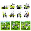 Set of 8 Cute Panda Miniature Figures Toy Realistic Animal Figurines Cake Toppers Ornaments for Birthday Celebration