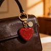 Bling Bling Pink Heart Crystal Rhinestone Soft Clay Keychain for Women, Cute Fashion Bag Charm & Key Ring Pendant for Purse Keys