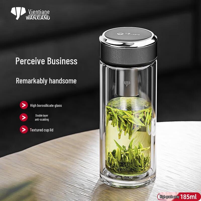 Portable Double Wall Glass Tea Infuser Mug