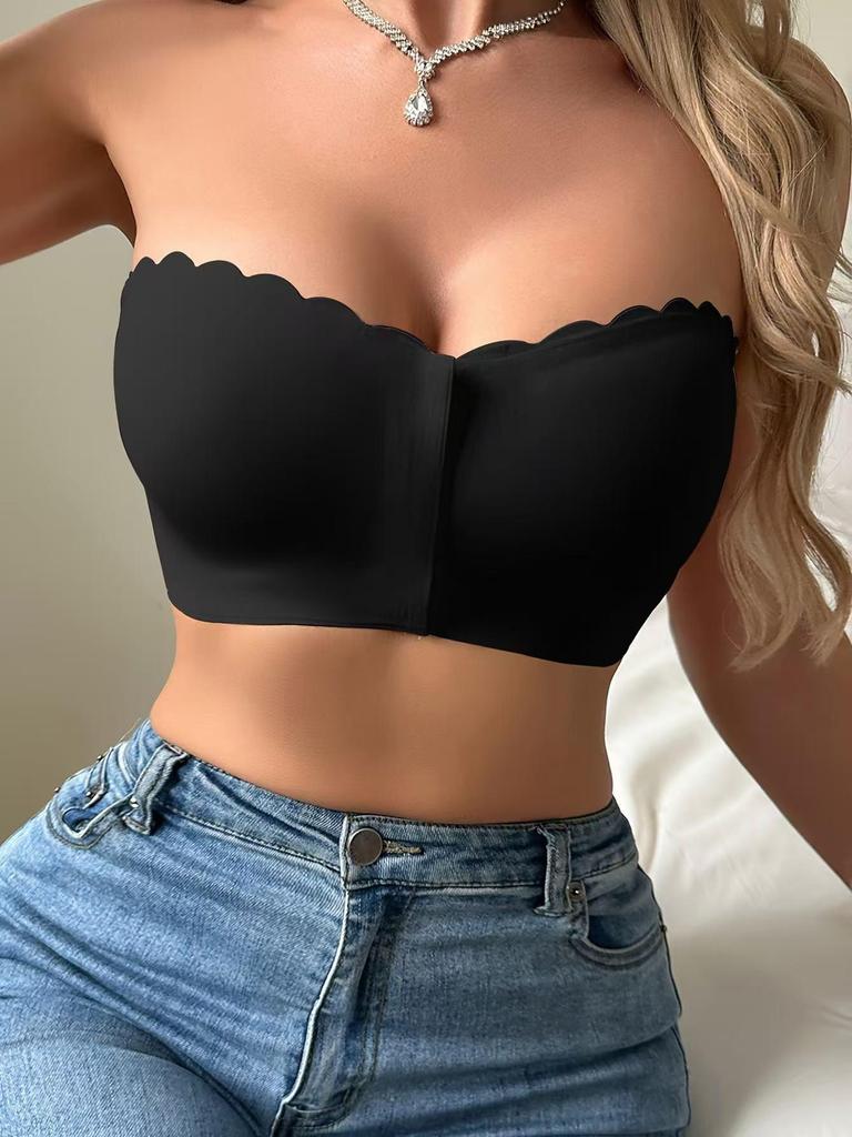 Αδιάβροχο στράπλες με αγκράφα μπροστά και κυματιστό τελείωμα 