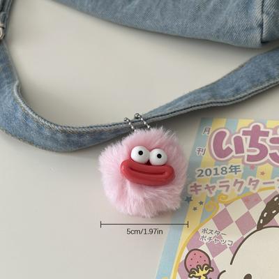Cartoon Sausage Mouth Hair Ball Key Chain Phone Pendant Couple Key Ring Backpack Charms Car Bag Decor Christmas Gift