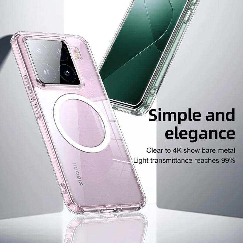 Transparente Magsafe-Magnethülle für Xiaomi 15 Pro Hülle Original Airbag Stoßfestes, robustes Shield-Case für die Rückseite des Xiaomi 15