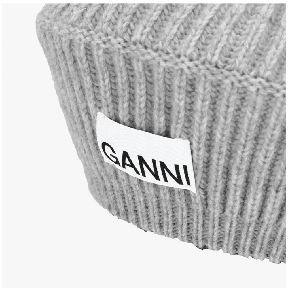 Ganni A4430 921 Logo Patch Structured Beret