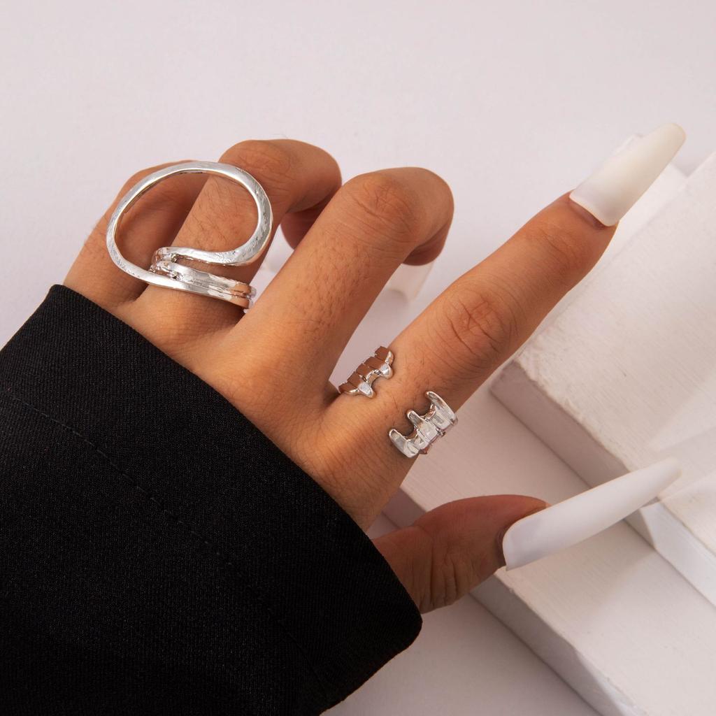 European and American Simple Straight Line Adjustable Ring, Hip-hop Style, Geometric Irregular Opening Bow Ring