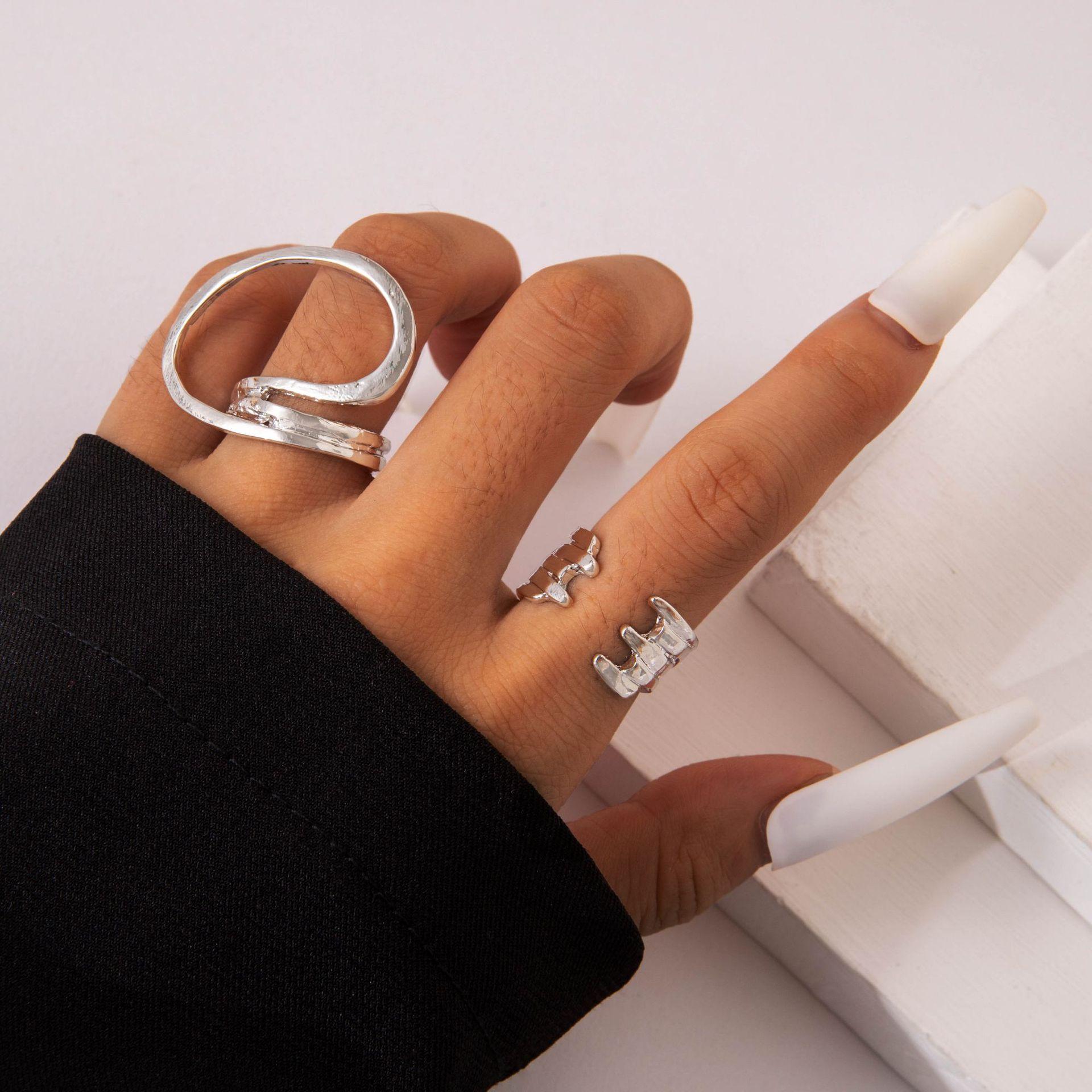 

European and American simple straight line adjustable ring, hip-hop style, geometric irregular opening bow ring