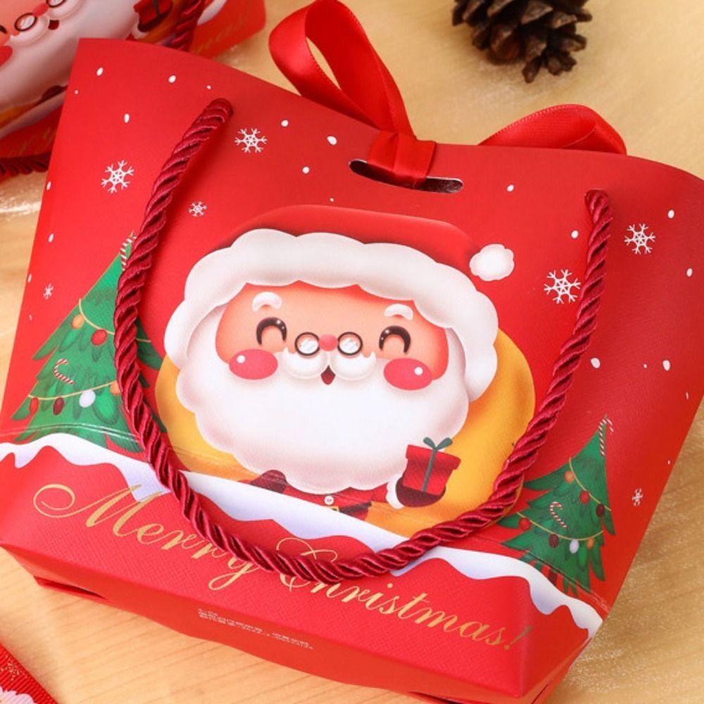10pcs Cute Christmas Fruit Packaging Box Handheld Candy Box Christmas Gift Bag  Chocolate