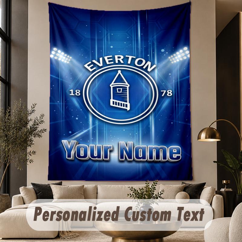Custom Text Tapestry Everton FC Print Wall Tapestry Indoor Living Room Wall Decor