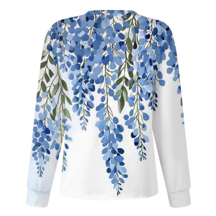 Women's Floral Printed Casual Long Sleeve Cardigan Top Single Breasted Protective Clothing